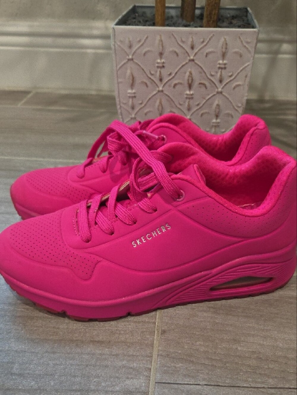 Skechers Women's Hot Pink Lace-Up Athletic Sneakers